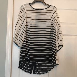 AGB Black & White Striped Loose Fit Blouse